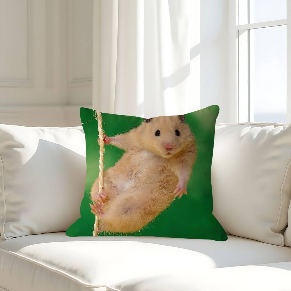 Sött Hamster Kuddfodral Avtagbart Tvättbart Kuddfodral – Mjukt Linne för Alla Årstider