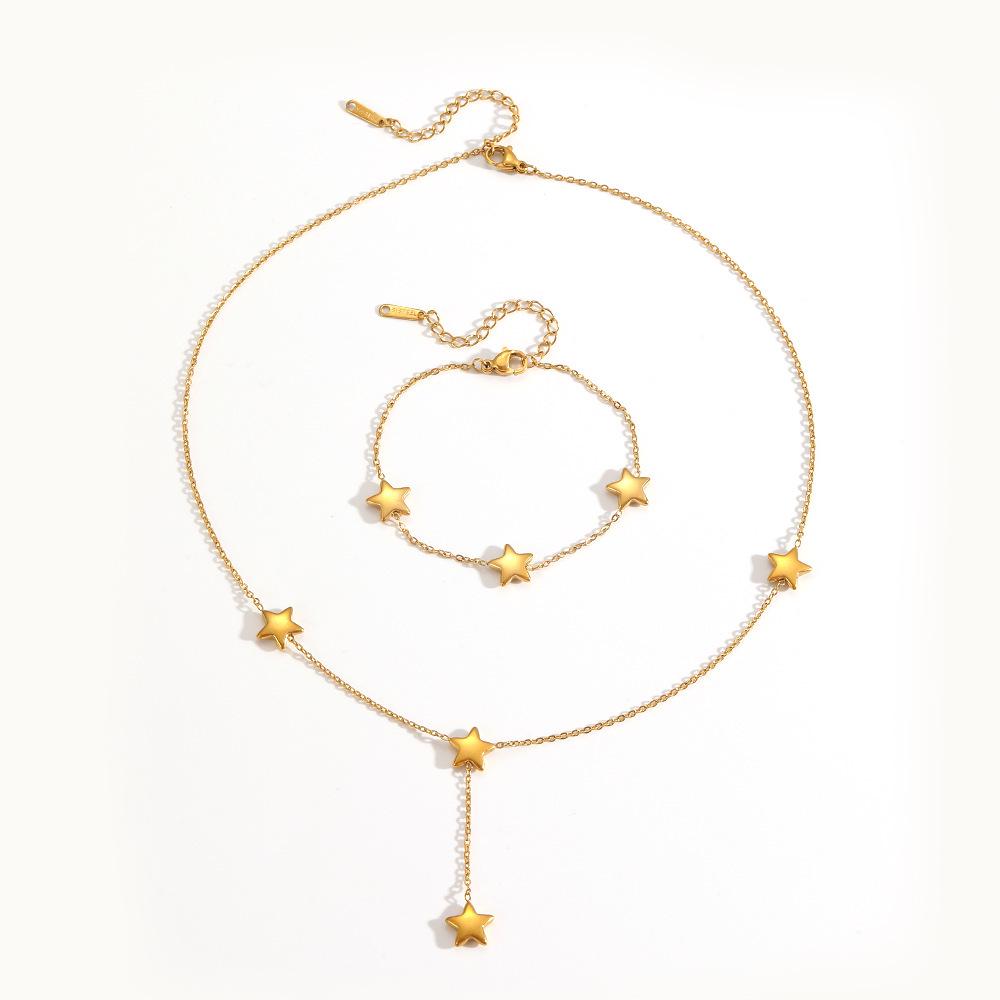 European Trendy Stainless Steel Star Tassel Pendant Set