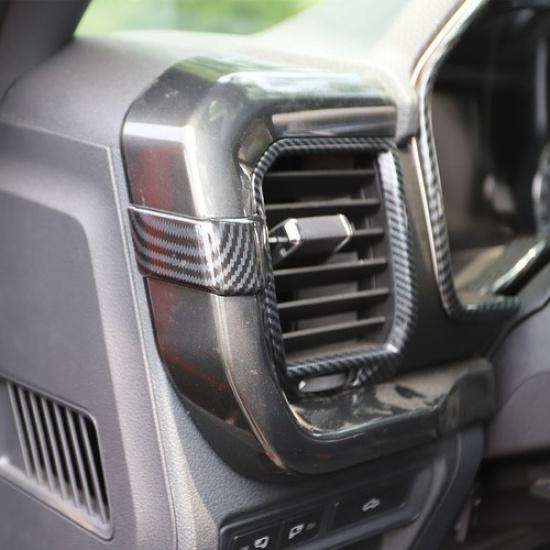 Carbon Fiber Style Central Control Air Vent Cover AC Outlet Trim for Ford F-150