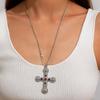 Punk Style Cross Pendant Necklace with Personalized Diamond and Alloy Design