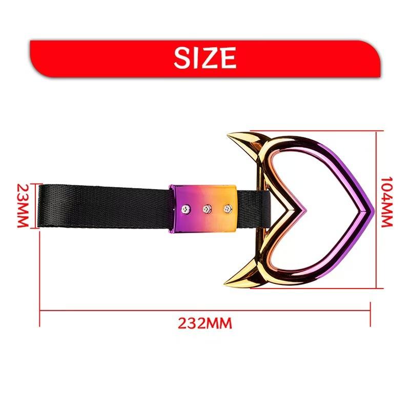 1PCS New JDM Tsurikawa Handle Ring Heart Train Bus Hand Strap Styling Drift Charm Car Warning Tow Strap Hook Sticker