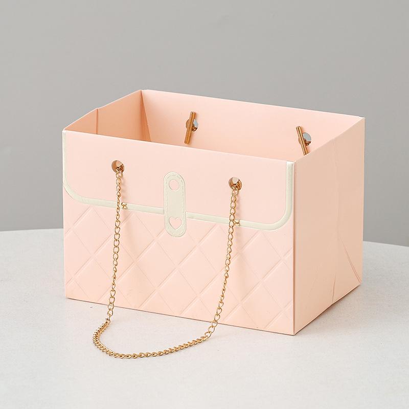 Trendy Floral Tote Gift Box - Small Size for Flower Shop Packaging Qixi Festival Small 15.2x10.3x10.5CM