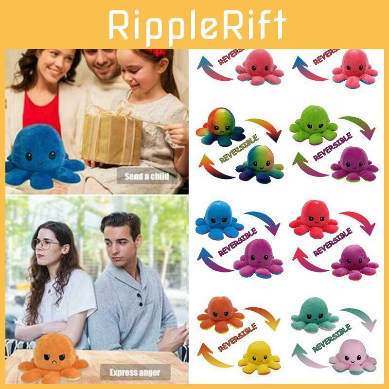 Soft And Adorable Double-sided Flip Reversible Octopus Plush Toy For Kids