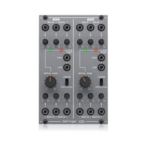 Behringer SYSTEM100 Series 130 Dual VCA Modular Analog Synthesizer, Eurorack Compatible, Gray
