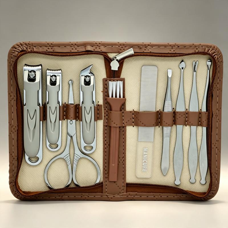 Portable 10-Piece Manicure & Pedicure Nail Clipper Set - Ideal for Home Use, Beauty Care & Gifts