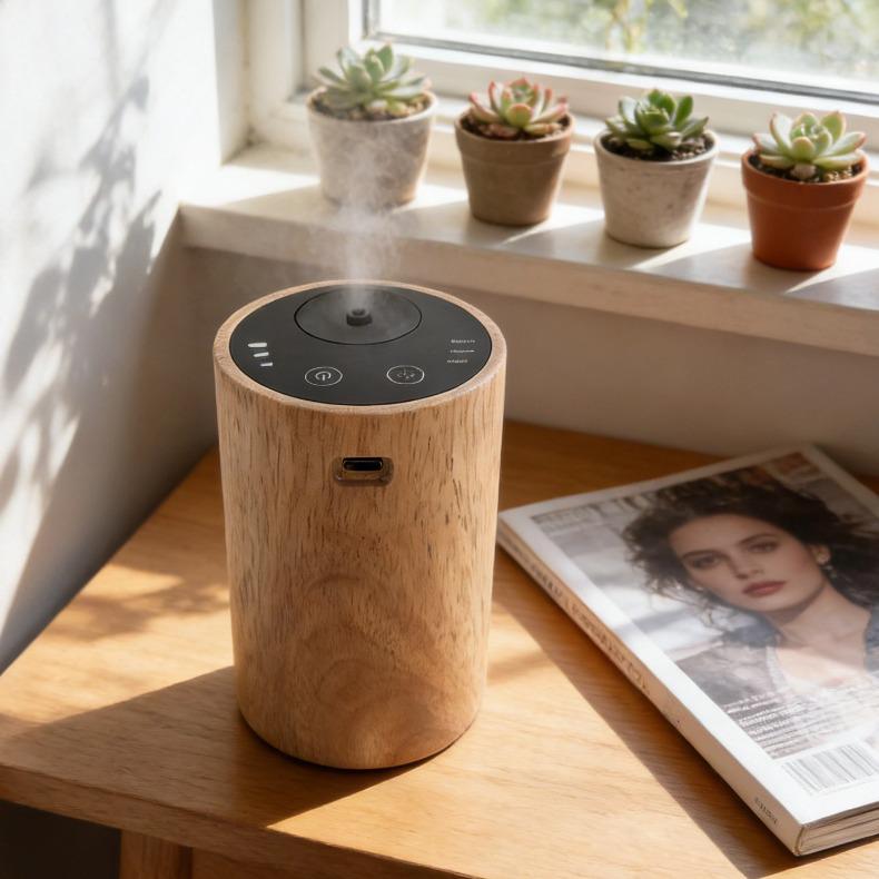 

Solid Wood Aromatherapy Diffuser for Office & Car - Waterless Pure Essential Oil Desktop Fragrance Machine