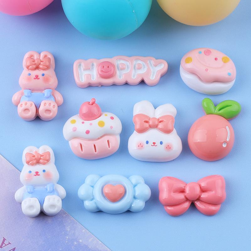 Glossy Cartoon Rabbit DIY Resin Shoe Buckle Ornaments.