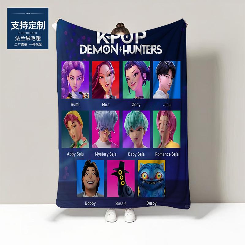 

New Kpop Demon Hunters Lunch Break Blanket Office Lunch Break Blanket Quilt Flannel Sofa Blanket 75x100