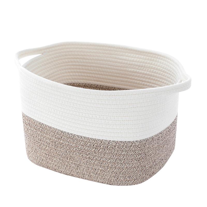 Laundry Basket Woven Cotton Storage Organizing Bin with  Handles for Desk Organization, Small Basket for Keys Makeups Toys