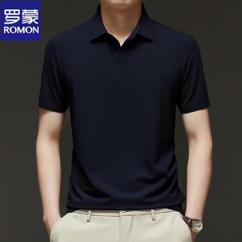 ROMON Men's Breathable Business Casual Polo Shirt