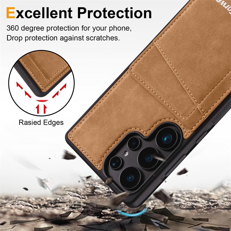 Luxury PU Leather Wallet Phone Case For Samsung Galaxy S26 Ultra S25 Edge S25 S24 S23 S22 S21 Ultra Plus Card Slot Holder Cover