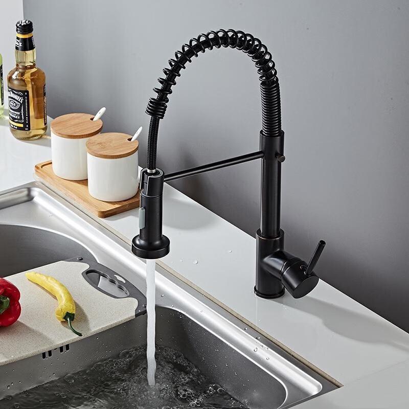 TLXT Wall-Mounted Pull-Out Kitchen Spring Faucet
