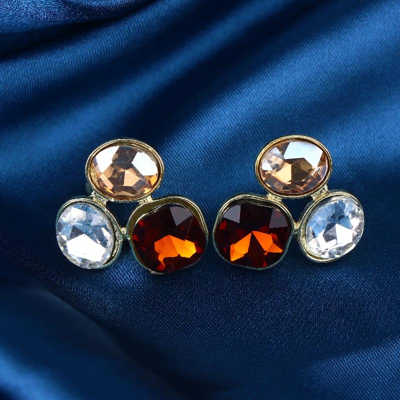 Square Oval  Geometric Stud Earrings For Women Medieval Vintage Light Luxury Simple Jewelry