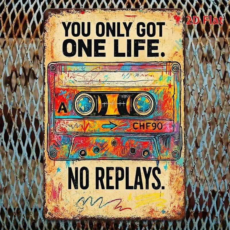 High Definition Tin Sign Vintage Retro Metal Wall Art Set Dont Worry Be Happy Negroni Cocktail Motorcycle Cassette Tape Decora 20x30cm（7.8x11.8inch）