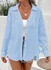 Women S Solid Long Sleeve Button Up Shirt Loose Collared Blouse