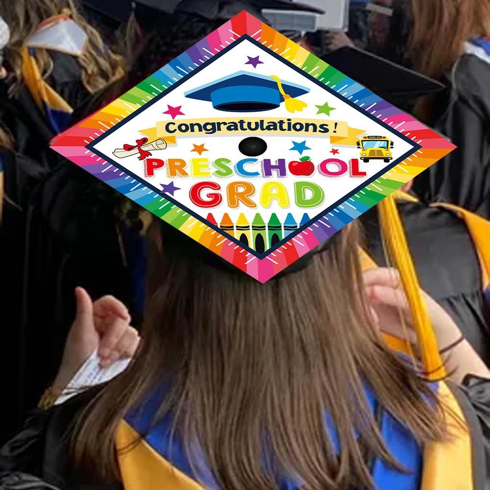 Graduation season party decorative headgear, colorful graffiti kindergarten graduation hat decorative card
