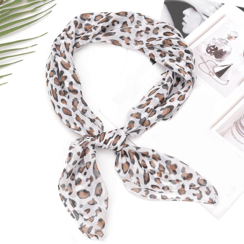 1ks ozdobný pásek do vlasů šátek s leopardím potiskem Šifon čtvercový šátek na ochranu před sluncem Vintage