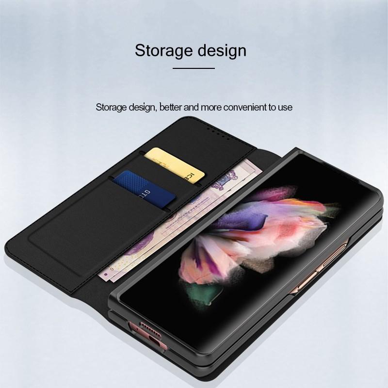 Luxury Leather Phone Cover For Samsung Galaxy Z Fold 4 3 2 Case With Card Slot Kickstand Back Case Can Be Separated