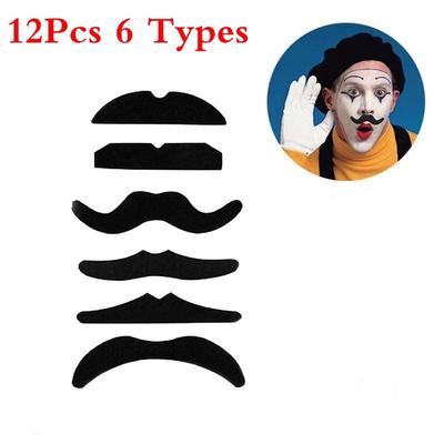 12Pcs 6 Types Halloween Novelty Fake Mustaches Mustache Party Supplies Photo Props Self Adhesive Mus