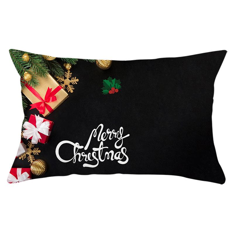 Green Series Christmas Peach Skin Printed Waist Pillowcase Square Sofa Pillowcase Office Pillowcase