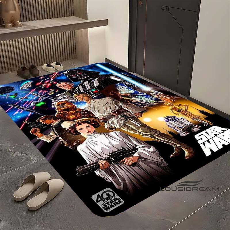 Kober s motivem Star Wars, vhodný do obývacího pokoje, retro vzor galaxie, vesmírné hvězdolety, velká protiskluzová rohožka, koupelnová předložka, domov