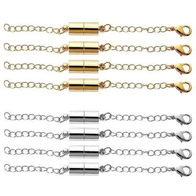 4 Pieces Pack Adjustable Chain Extender Set for Jewelry Making Gold/Silver Convenient Magnetic Clasp Extension Chain