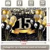 2D Black Gold Glitter Diamond Number 15 Balloon Happy Birthday Backdrop Teen Wall Tapestry