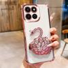 KEYSION Shockproof Plating TPU Phone Case for HONOR X7c Glitter Jewelled Swan kickstand Back Cover for Honor 200 Smart 5G