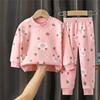 Tegneserie Barn 100% Bomull Undertøyssett Gutter & Jenter Termisk Pyjamas Myk Langermet Topp & Bukser Koselig Hjemmeklær & Nattøy