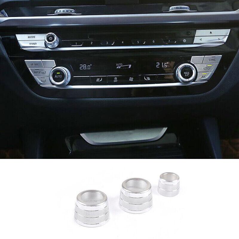 Fit For BMW 7 Series 2016- Silver Aluminum Middle Console Ac Knob Cover Trim