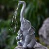 Elephants Figurine with Solar Light String Garden Decor for Women Porch Home