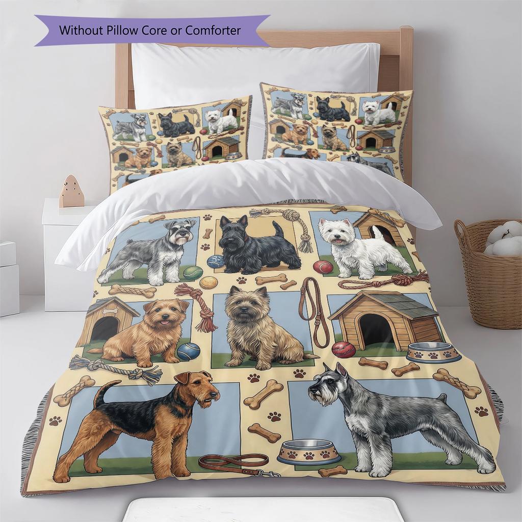 Biancheria da letto con motivo cucciolo e fiori carini, Set piumino Copripiumino Federa Regalo di compleanno per la casa (1 * copripiumino + 2 * federa, senza nucleo)