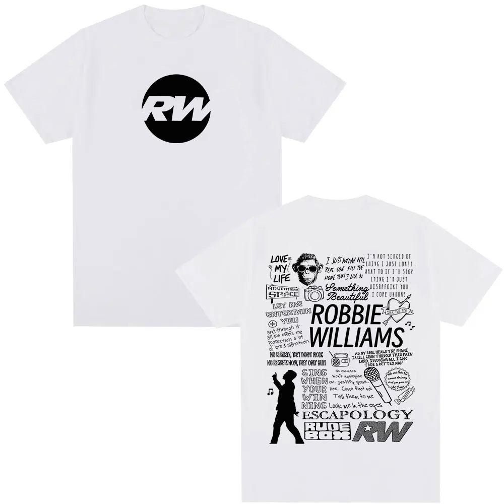 Robbie Williams Rw Tour Album Merch Tričko Pánské Dámské Módní Harajuku Tričko s Krátkým Rukávem Léto O-Výstřih Bavlněná Trička streetové oblečení