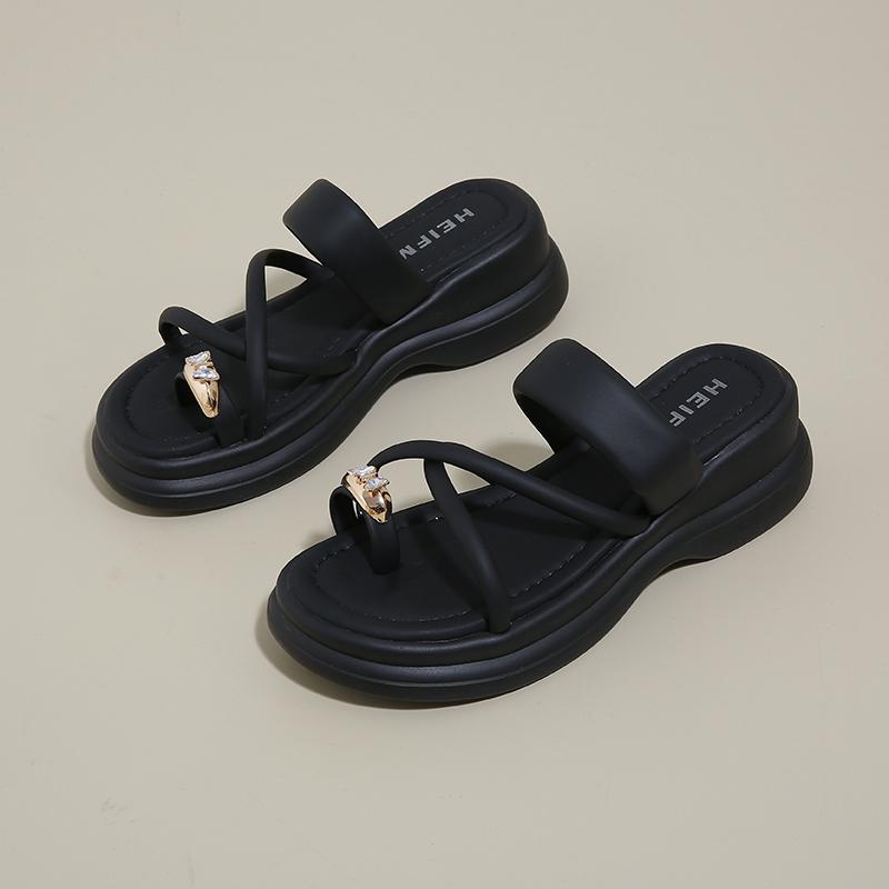 

CRLAYDK Сандалии для женщин Обувь на платформе Летние шлепанцы Нарядные женские сандалии на ремешке Низкий каблук Шлепанцы Уличные Пляжные Повседневные Тапочки 40