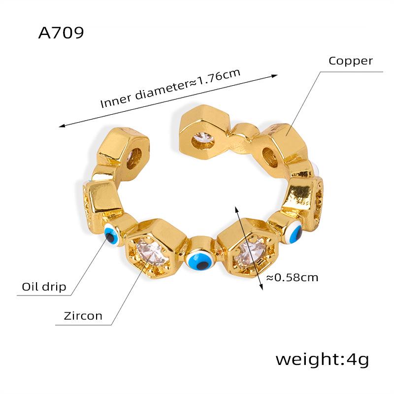 Stylish Devil's Eye Ring: Openable, Zircon Inlaid, Adjustable Women's Geometric Jewelry