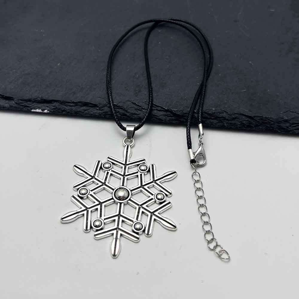 Men s Punk Hip-Hop Retro Large Snowflake Pendant Necklace
