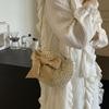 Sommer Kleine Stroh Schulter Umhängetaschen Handgefertigt Strand Handtaschen Schleife Gewebte Tragetasche Runde Umhängetasche Clutch