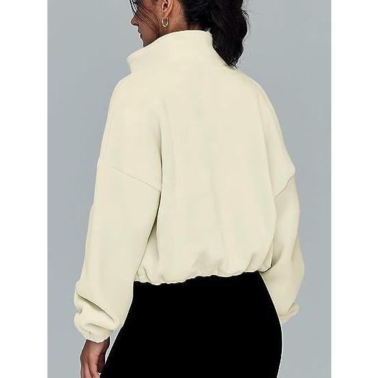 GMXIA Women's Autumn and Winter Sports Jacket with Stand-up Collar and Fleece Zipper Sweatshirt