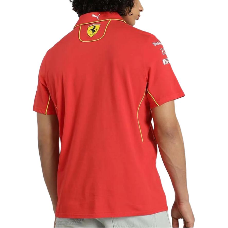 Puma Letter Print Ferrari Pattern Design Casual Short Sleeve Polo Shirt Men Polo Shirts Scarlet 763602-01