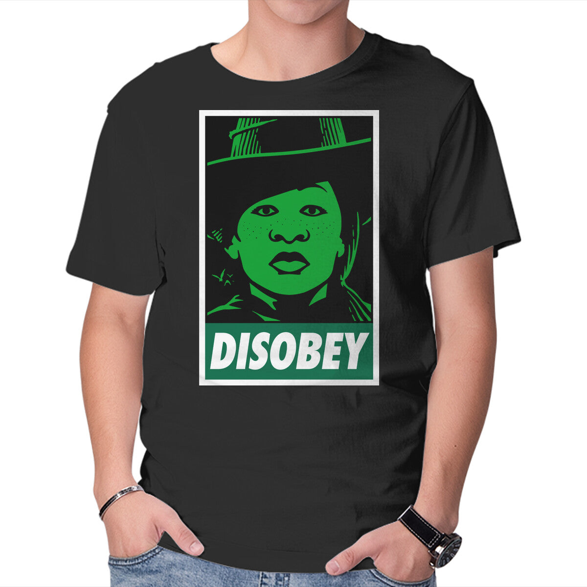 Unisex Crew Neck T-Shirt Disobey The Wizard Graphic Short Sleeve Casual Tee XS