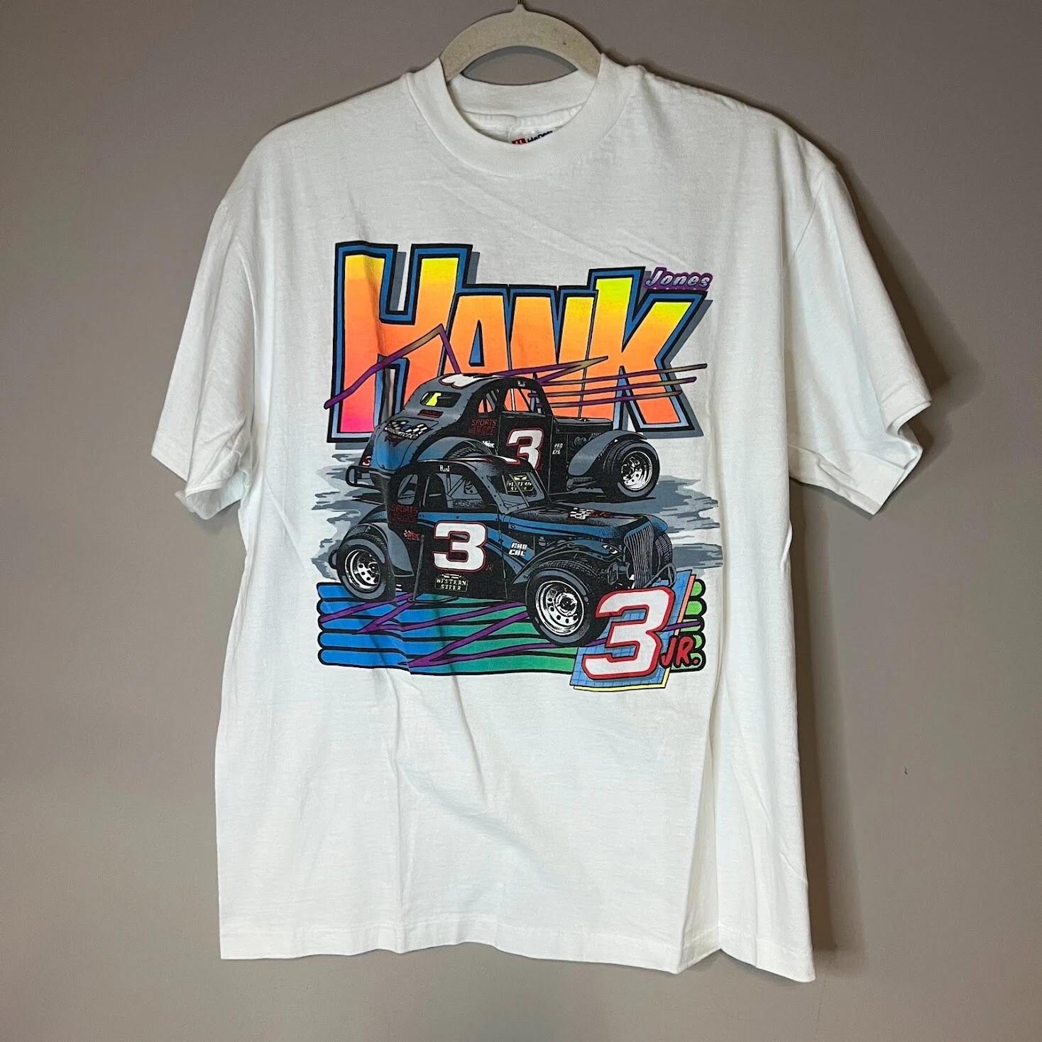 

VTG Hank Jones JR Number 3 Graphic Tshirt Neon Single Stitch Car Racing Nascar S