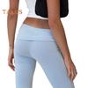 Women Pants Mid-rise Elastic Waist Adjustable Side Drawstring Long Trousers Solid Color Skinny Flared Pants Daily Wear