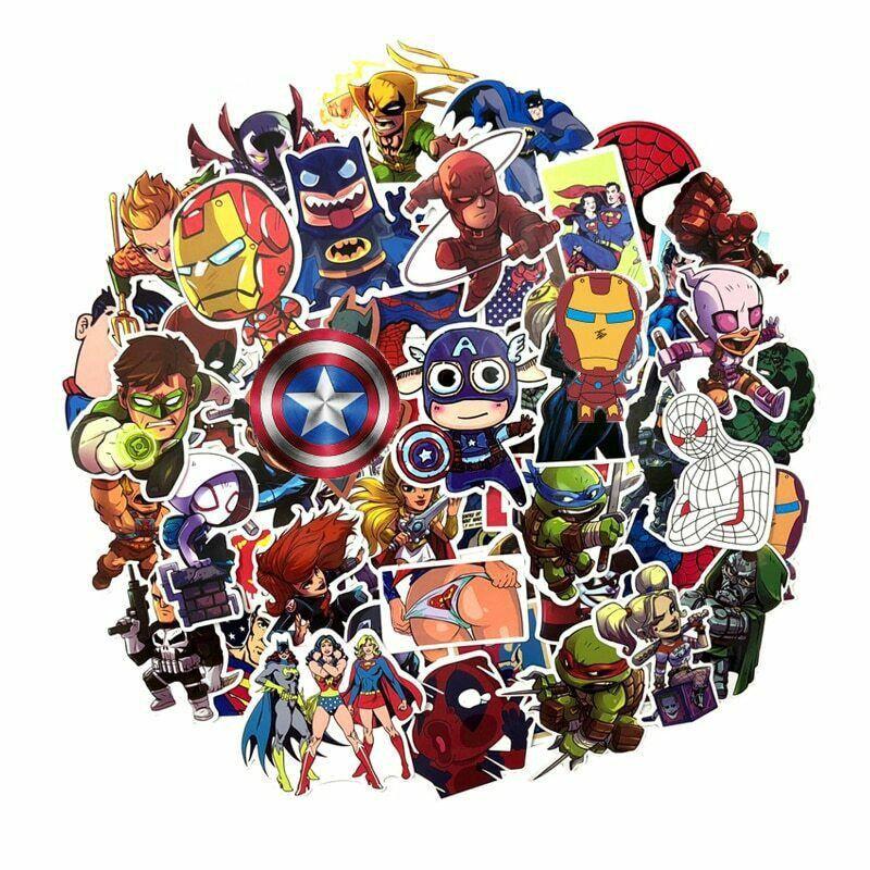 100pcs Multicolor Super Hero Stickers For Luggage Laptop Skateboard Bicycle Car