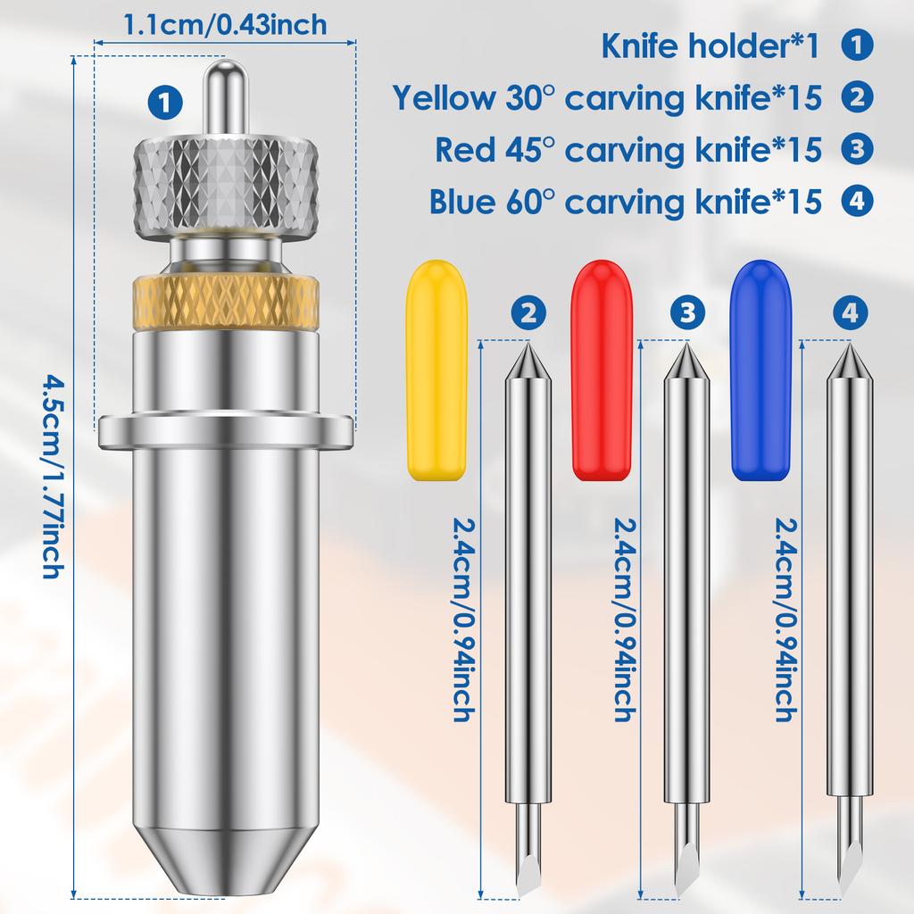 Vinyl Cutter Blades Roland Cricut Plotter Blade Cutter 30/45/60 Degrees Cutting Plotter Blade Milling Cutter Roland Carving Tool