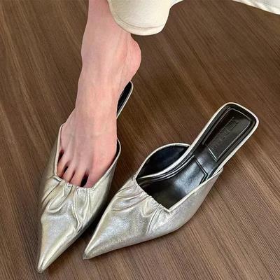 Mode Flacher Spitzer Zehenbereich Mittelhohe Absätze Damen Hausschuhe 2024 Sommer Neue Mode Laufsandalen Pumps Sexy Trend Kleid Mujer Schuhe Slides