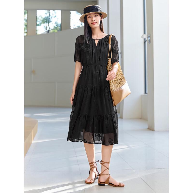 

JZ ANNACOL Women s Embroidered Chiffon A-Line Dress 2XL