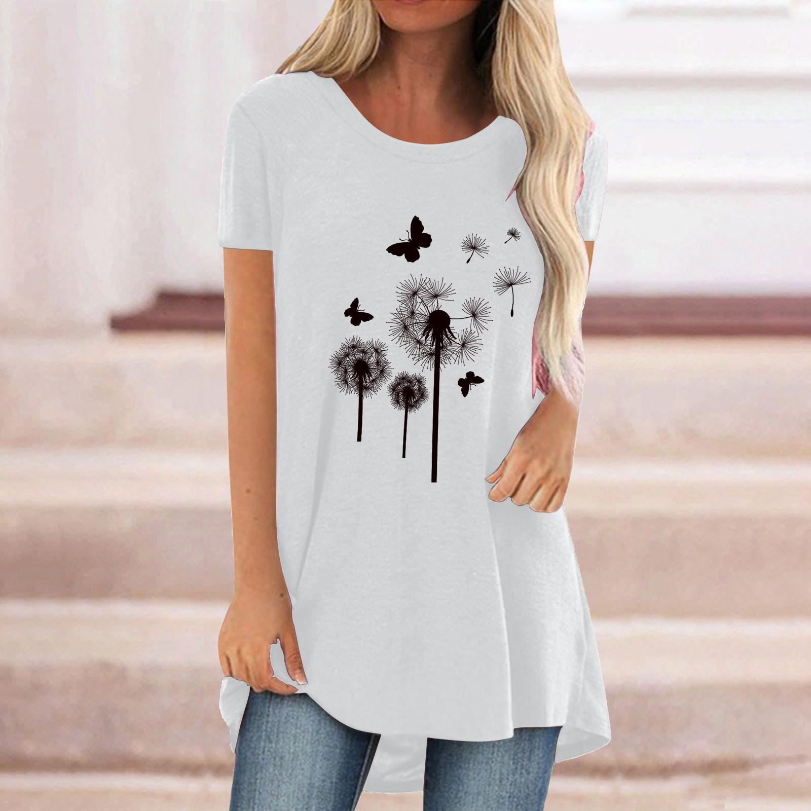 

[Joliann]Жіноча модна блузка з круглим вирізом і коротким рукавом, туніки, сорочки, футболка XXL