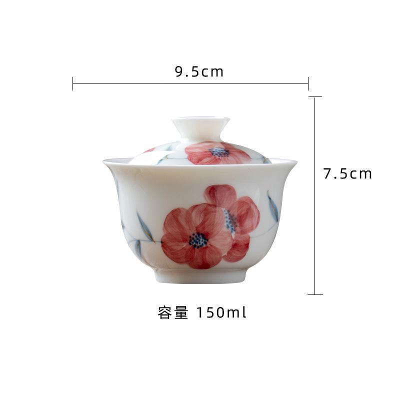 

Hand-painted Peach Blossom Gaiwan Boutique Tea Tureen Tea Bowl With Lid Kit Tea Maker Cover Bowl Kung Fu Tea Set Decoration Gift