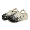 Crocs Classic Platform Clog 811 Manufacture Penetration Site Special Shoe Box Fluid Ink Splash Hole Shoes Women's Bone White and Black