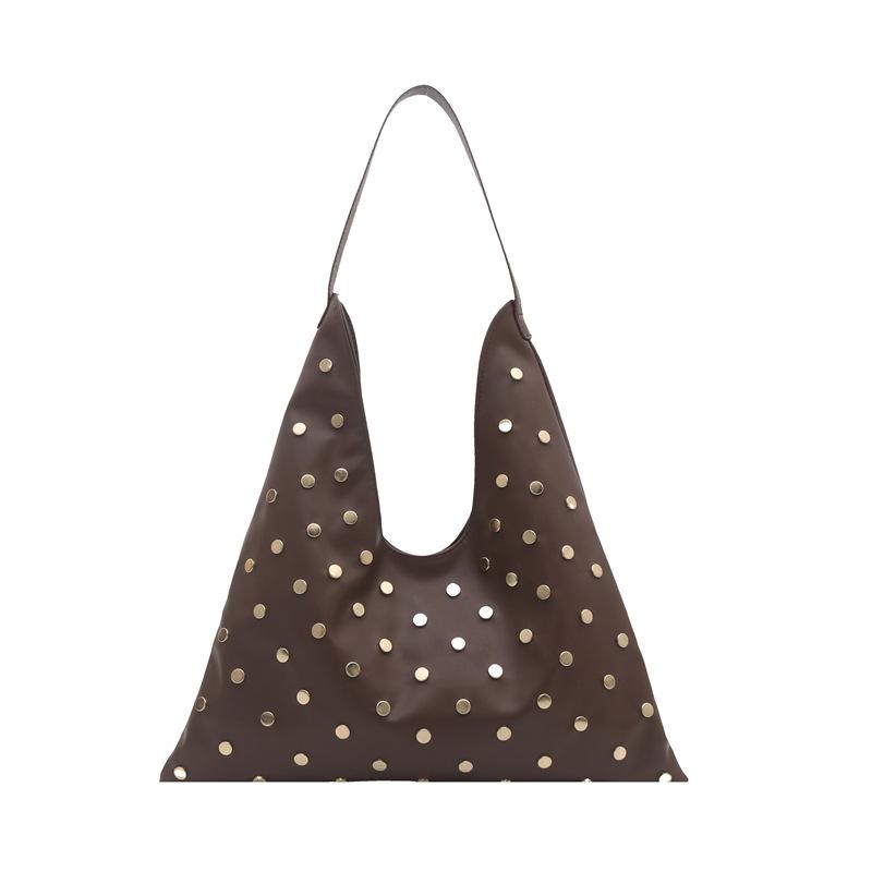 New Stylish and Simple Shoulder Bag Trendy Rivet Personalized Underarm Bag Niche Design Handbag